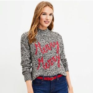 nwt loft “merry merry” mock turtleneck sweater